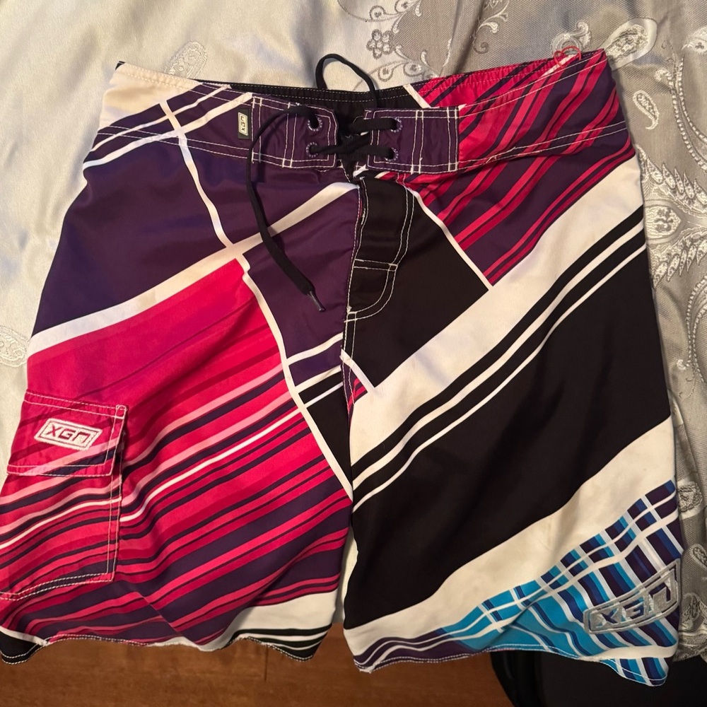 Colorful Striped Board Shorts